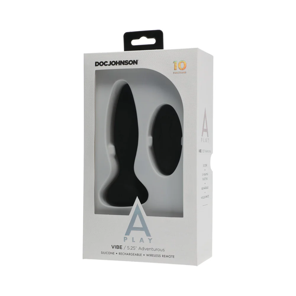 A-Play Vibe Adventurous Rechargeable Silicone Anal Plug with Remote Black - Image 4