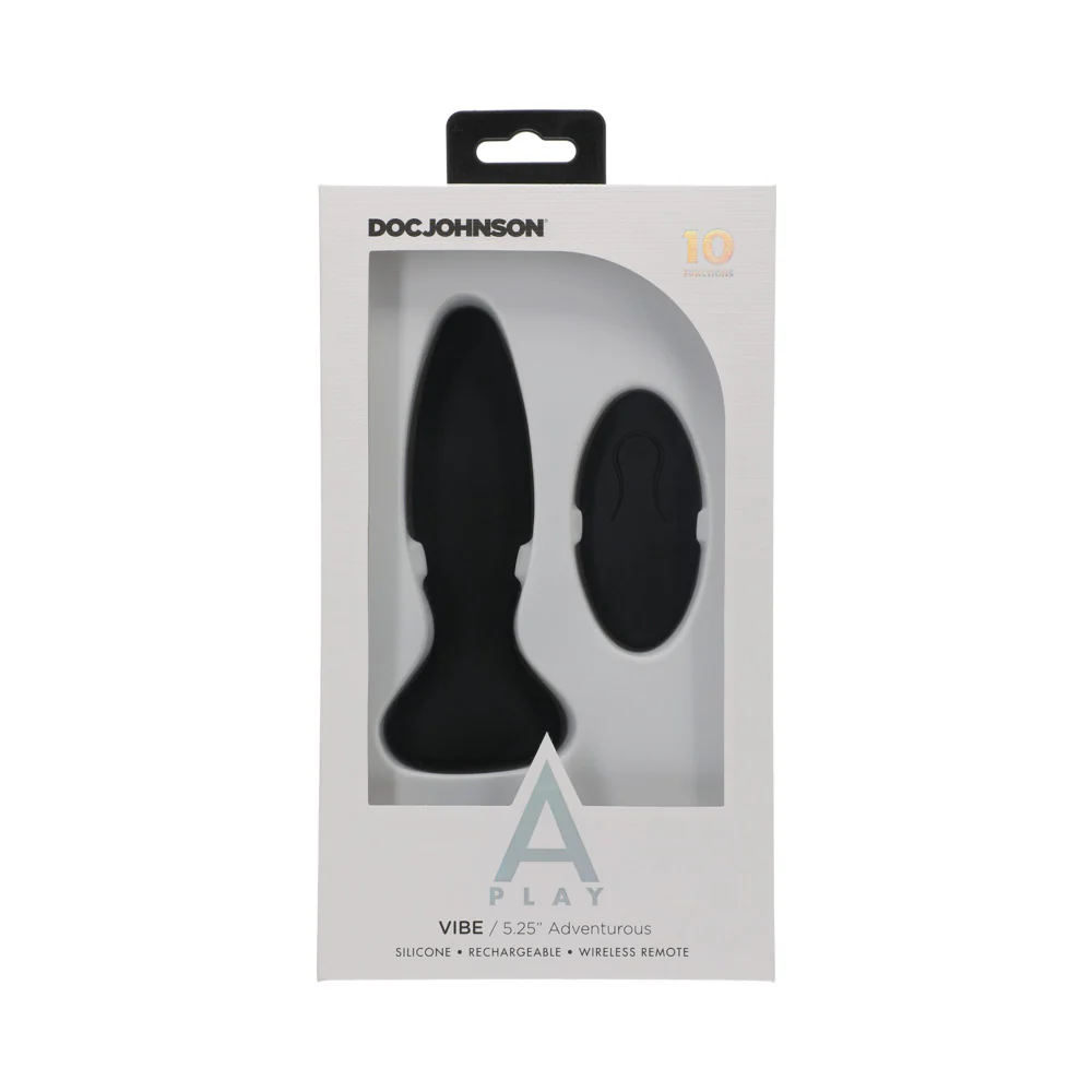 A-Play Vibe Adventurous Rechargeable Silicone Anal Plug with Remote Black - Image 5