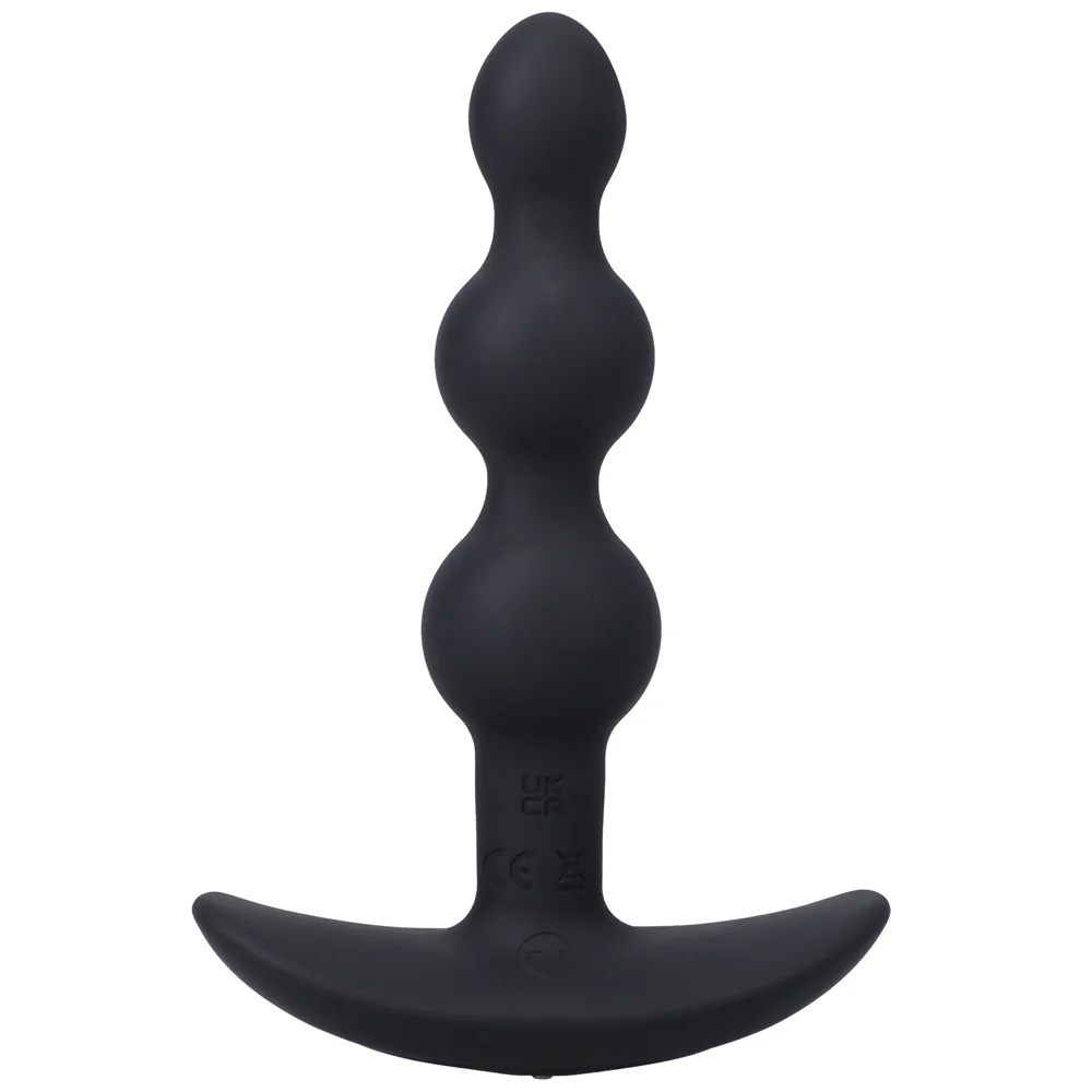 A-Play BEADED VIBE Rechargeable Silicone Anal Plug with Remote Black - Image 3