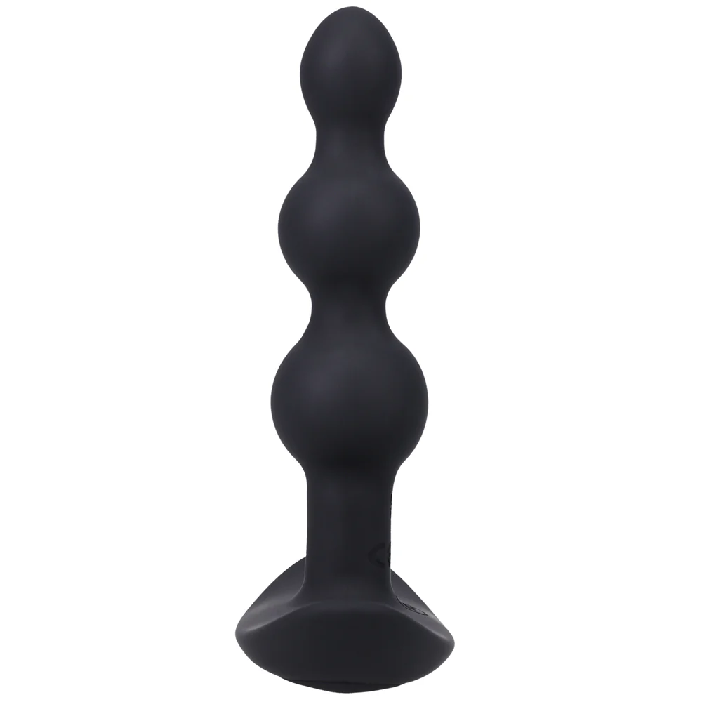A-Play BEADED VIBE Rechargeable Silicone Anal Plug with Remote Black - Image 6