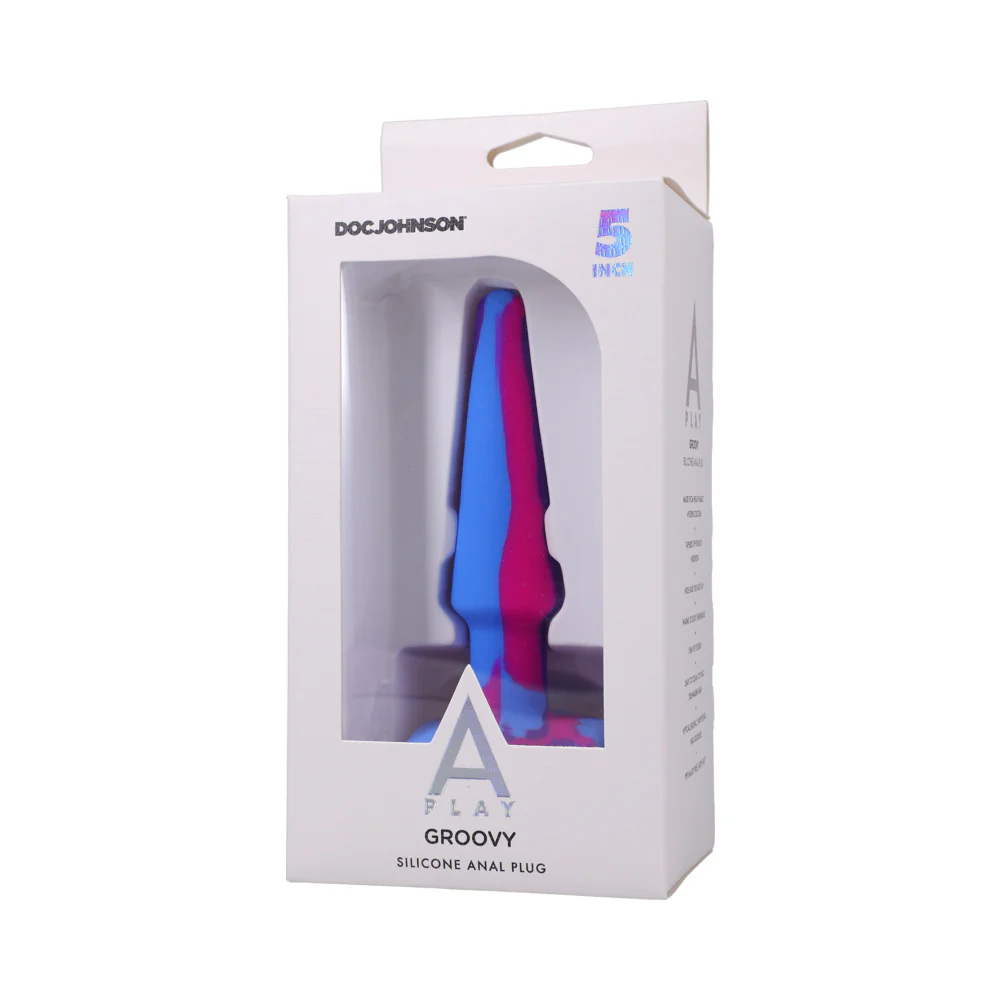 A-Play Groovy Silicone Anal Plug 5 in. Multi-Colored, Pink - Image 6