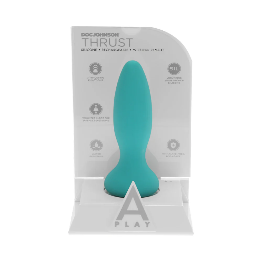 A-Play Thrust Adventurous Rechargeable Silicone Anal Plug with Remote Teal - Image 6