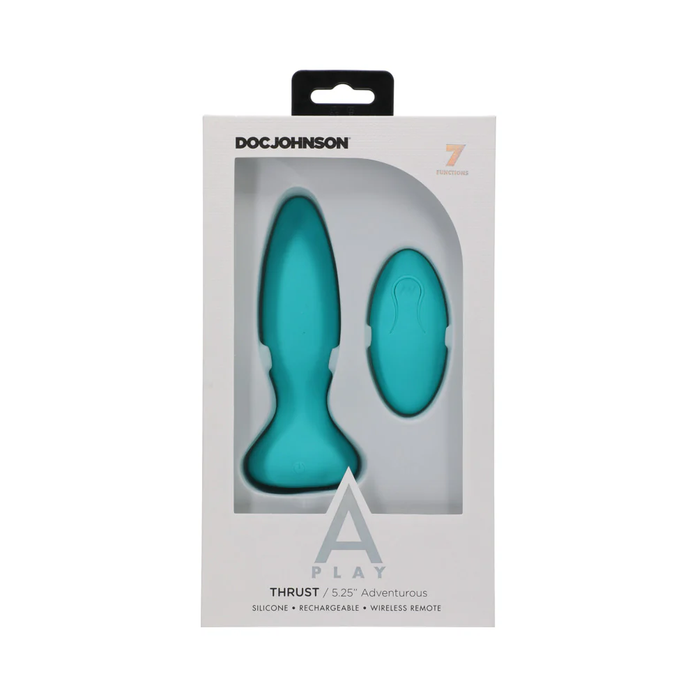 A-Play Thrust Adventurous Rechargeable Silicone Anal Plug with Remote Teal - Image 8