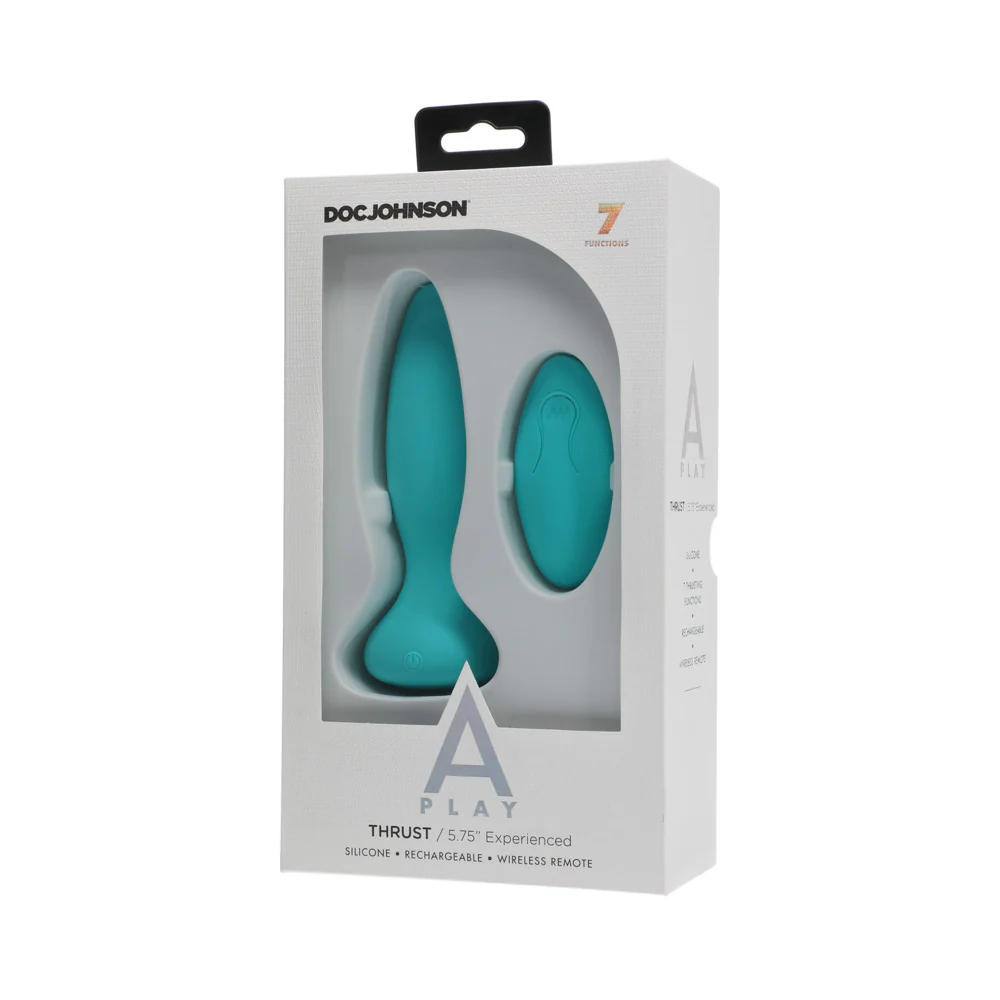 A-Play Thrust Experienced Rechargeable Silicone Anal Plug with Remote Teal - Image 7