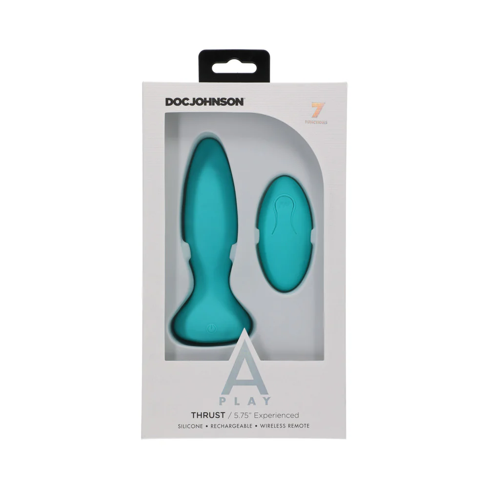 A-Play Thrust Experienced Rechargeable Silicone Anal Plug with Remote Teal - Image 8