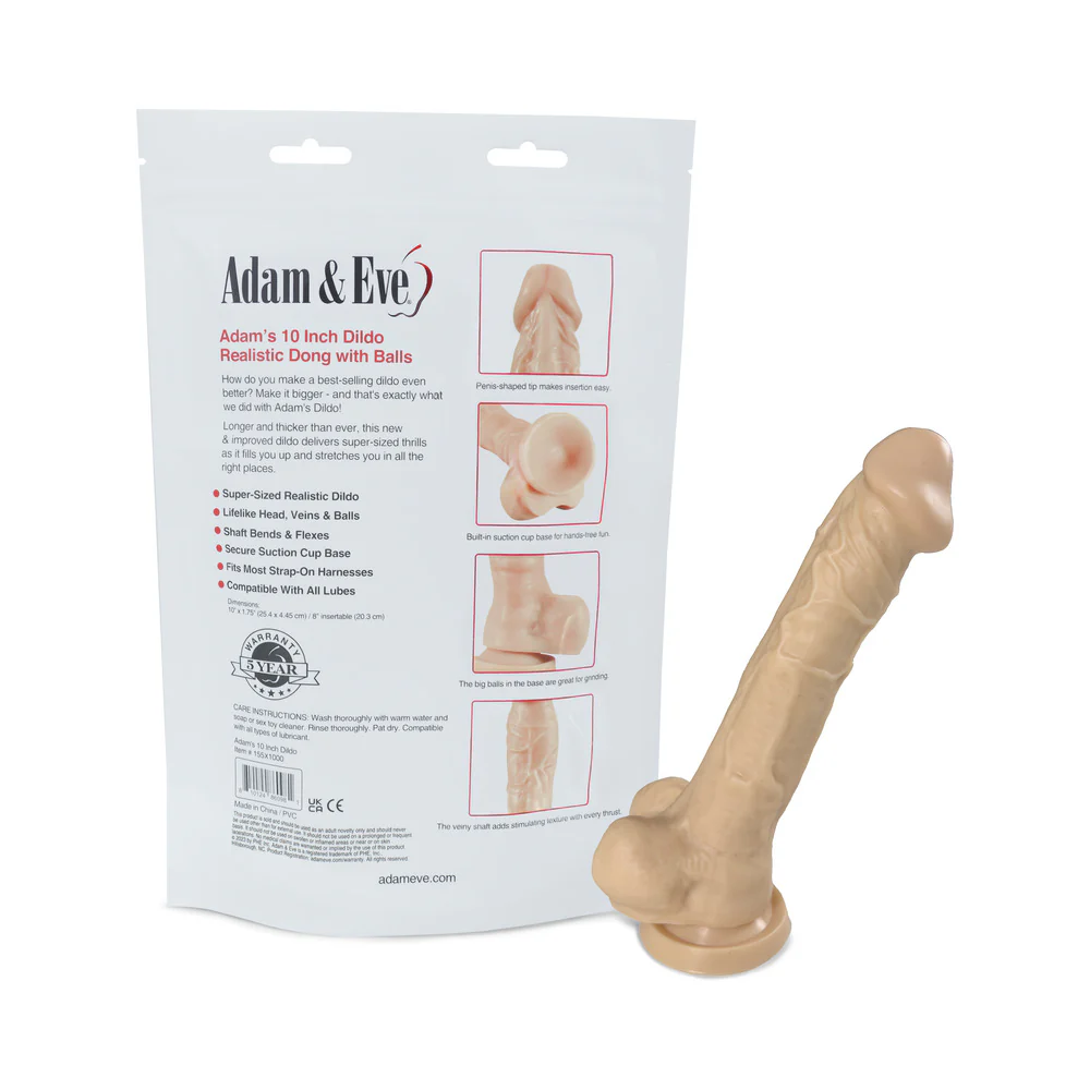 Adam & Eve Adam's Cock 10 in. Dildo (Bag Packaging) - Image 2