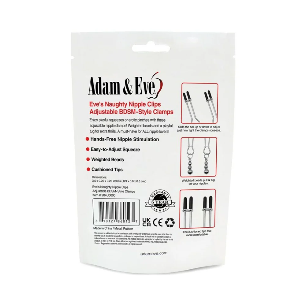 Adam & Eve Eve's Naughty Nipple Clips (Bag Packaging) - Image 6
