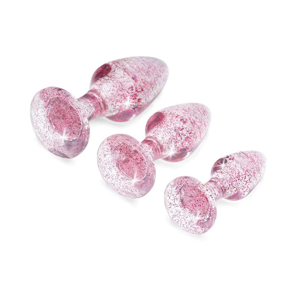 Adam & Eve Glitter Gem Butt Plug Set Pink - Image 3
