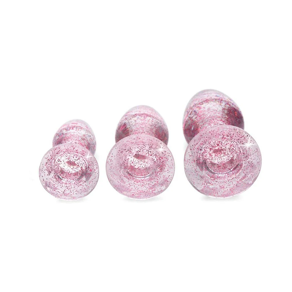 Adam & Eve Glitter Gem Butt Plug Set Pink - Image 4