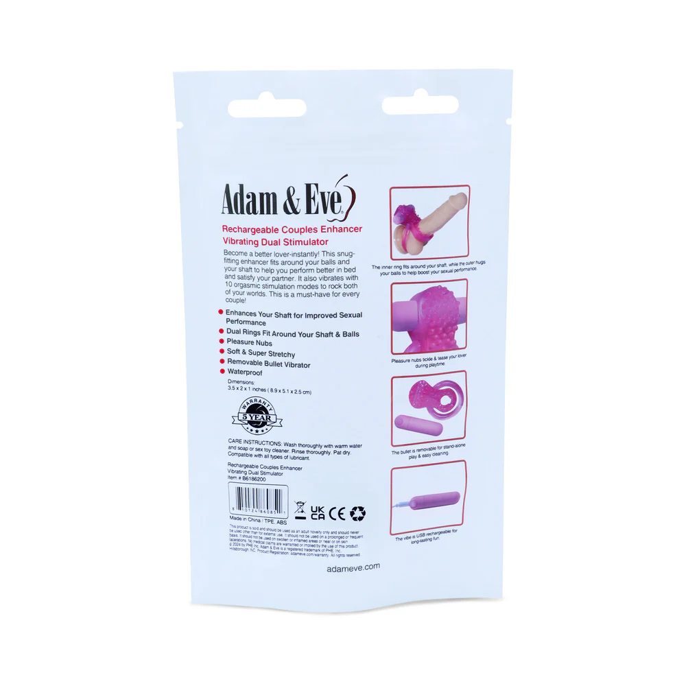 Adam & Eve Rechargeable Couples Enhancer Ring (Bag Packaging) - Image 4