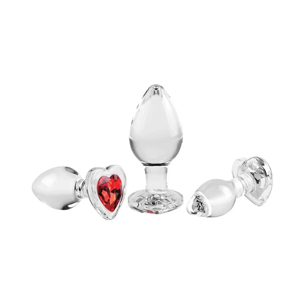 Adam & Eve Red Heart Gem Glass Plug Set - Image 6