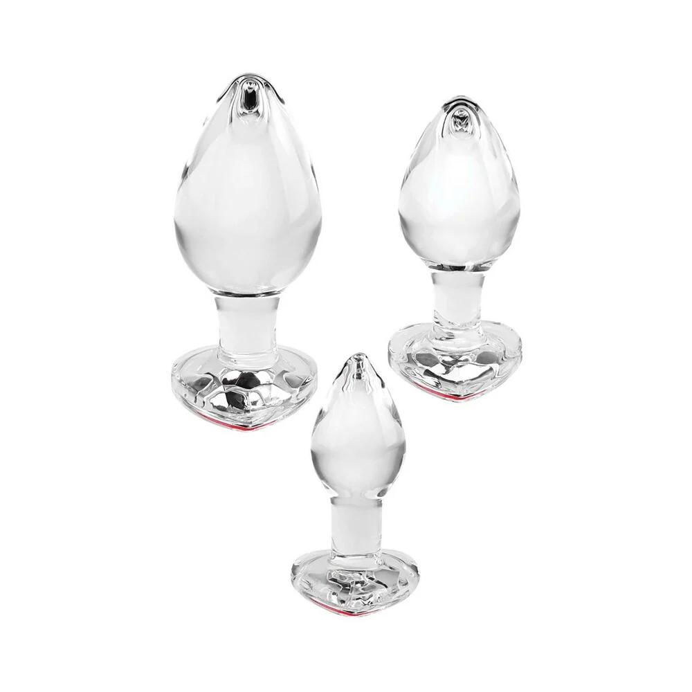 Adam & Eve Red Heart Gem Glass Plug Set - Image 7