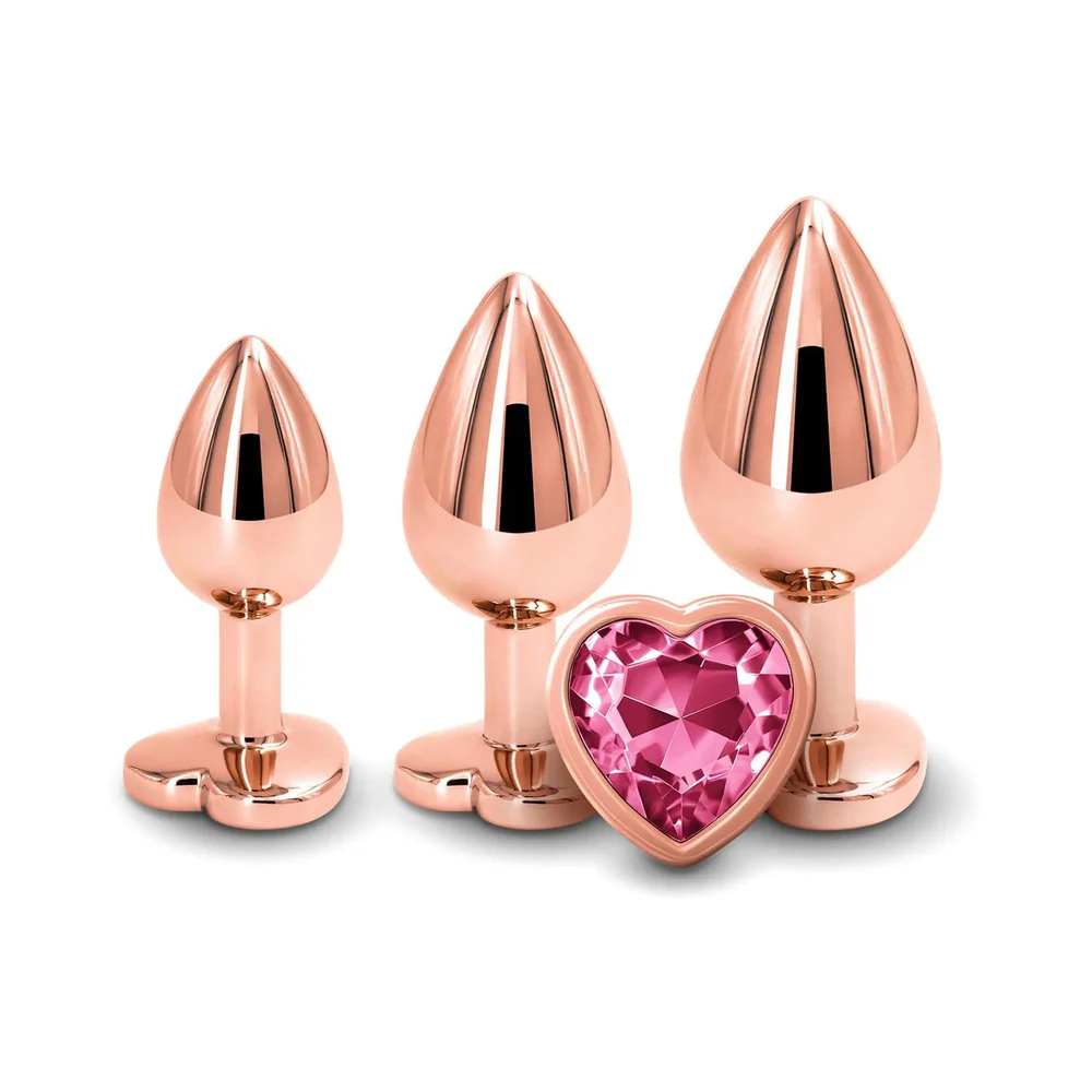 Adam & Eve Rose Gold Pink Heart Anal Plug Training Set - Image 2