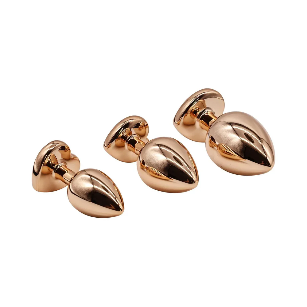 Adam & Eve Rose Gold Pink Heart Anal Plug Training Set - Image 3