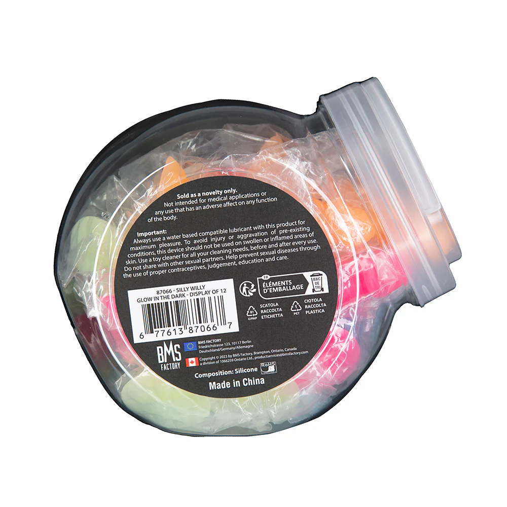 Addiction Silly Willy Glow-in-the-Dark 3.3 in. Silicone Dildo 12-Piece Fishbowl Display - Image 13