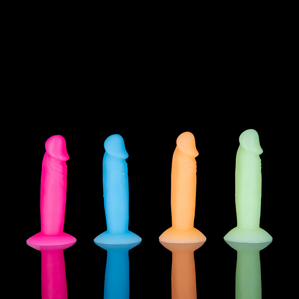Addiction Silly Willy Glow-in-the-Dark 3.3 in. Silicone Dildo 12-Piece Fishbowl Display - Image 3