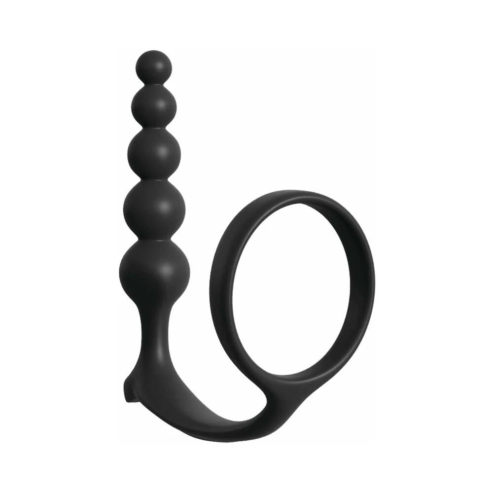 Anal Fantasy Collection Silicone Ass-Gasm Cockring Anal Beads Black - Image 4