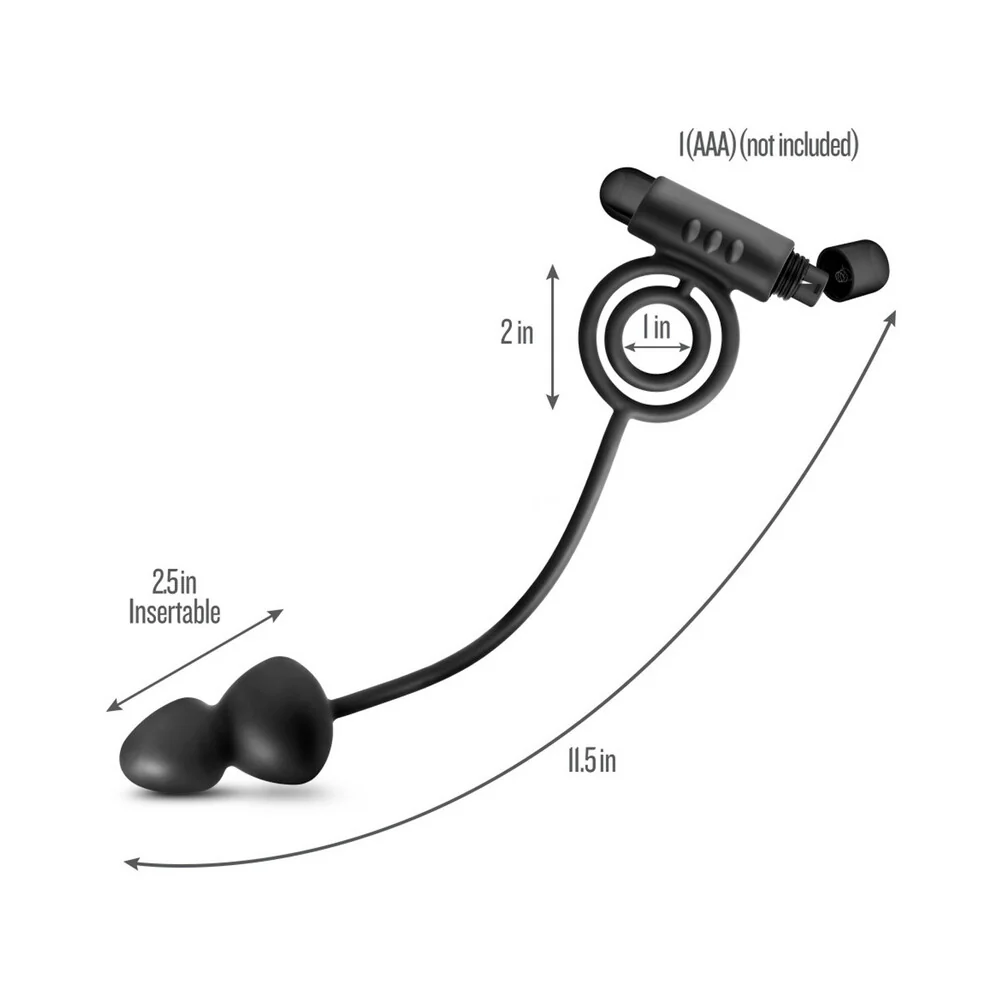 Anal Adventures Platinum Silicone Anal Plug with Vibrating C-Ring Black - Image 6