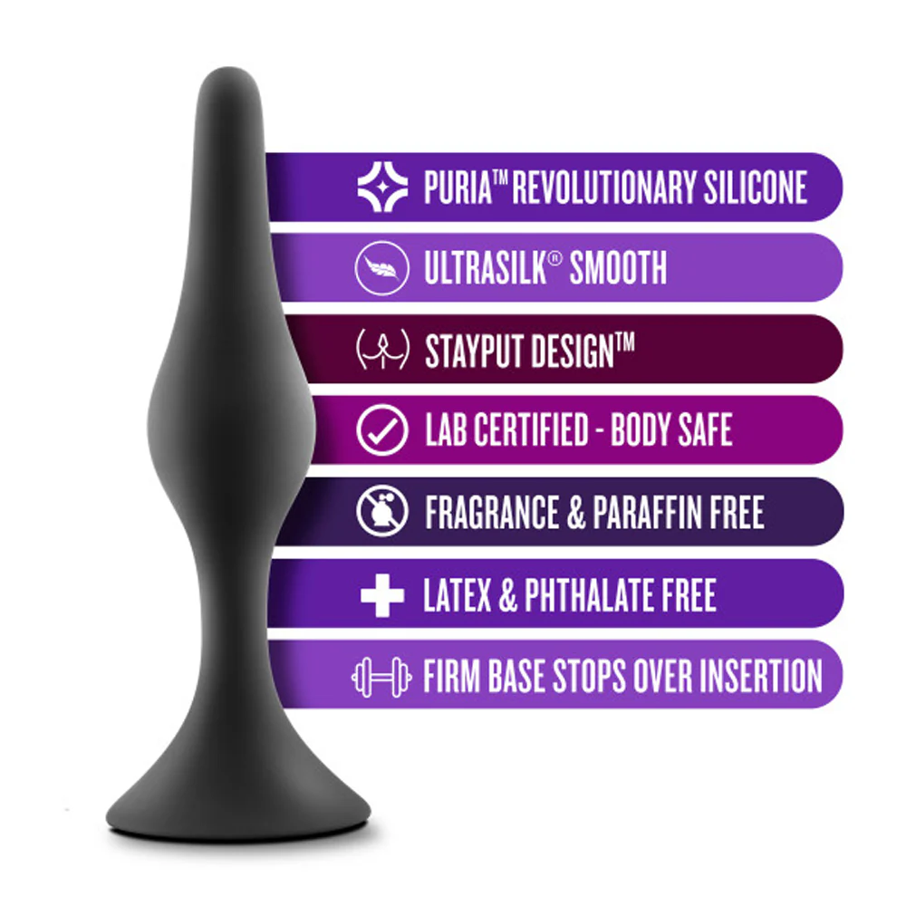 Anal Adventures Platinum Silicone Beginner Plug Medium Black - Image 6