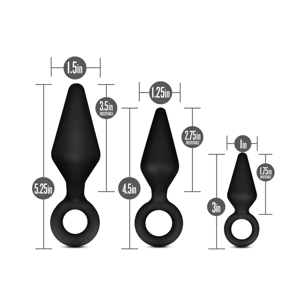 Anal Adventures Platinum Silicone 3-Piece Loop Plug Kit Black - Image 6
