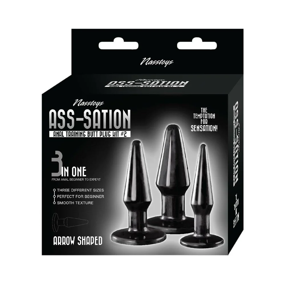 Ass-Sation Anal Training Butt Plug Kit #2 Black - Image 3
