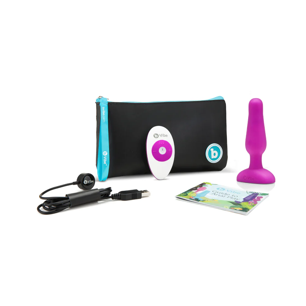 b-Vibe Novice Rechargeable Remote-Controlled Vibrating Silicone Anal Plug Fuchsia - Image 12