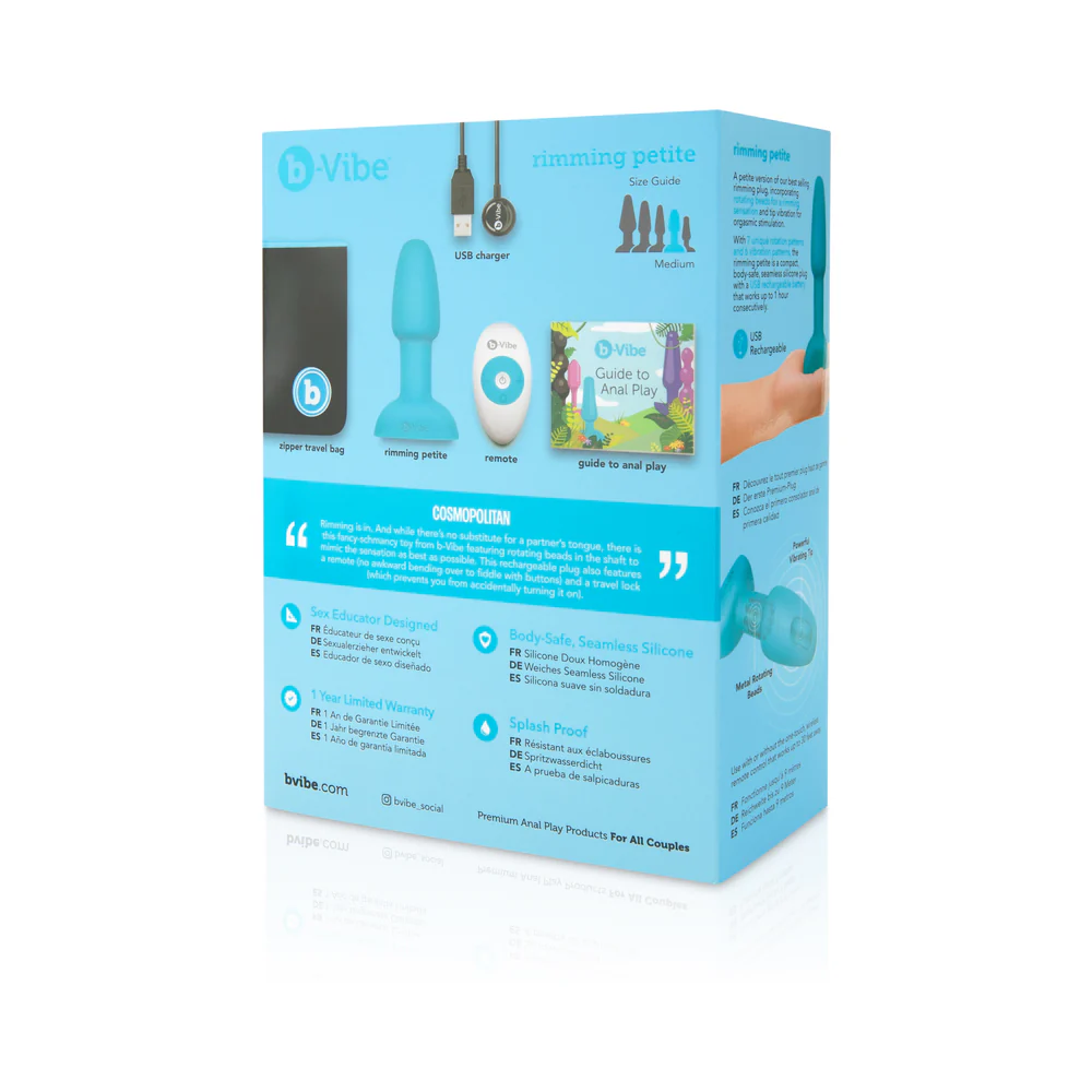 b-Vibe Rimming Petite Rotating and Vibrating Remote Control Plug Teal - Image 10