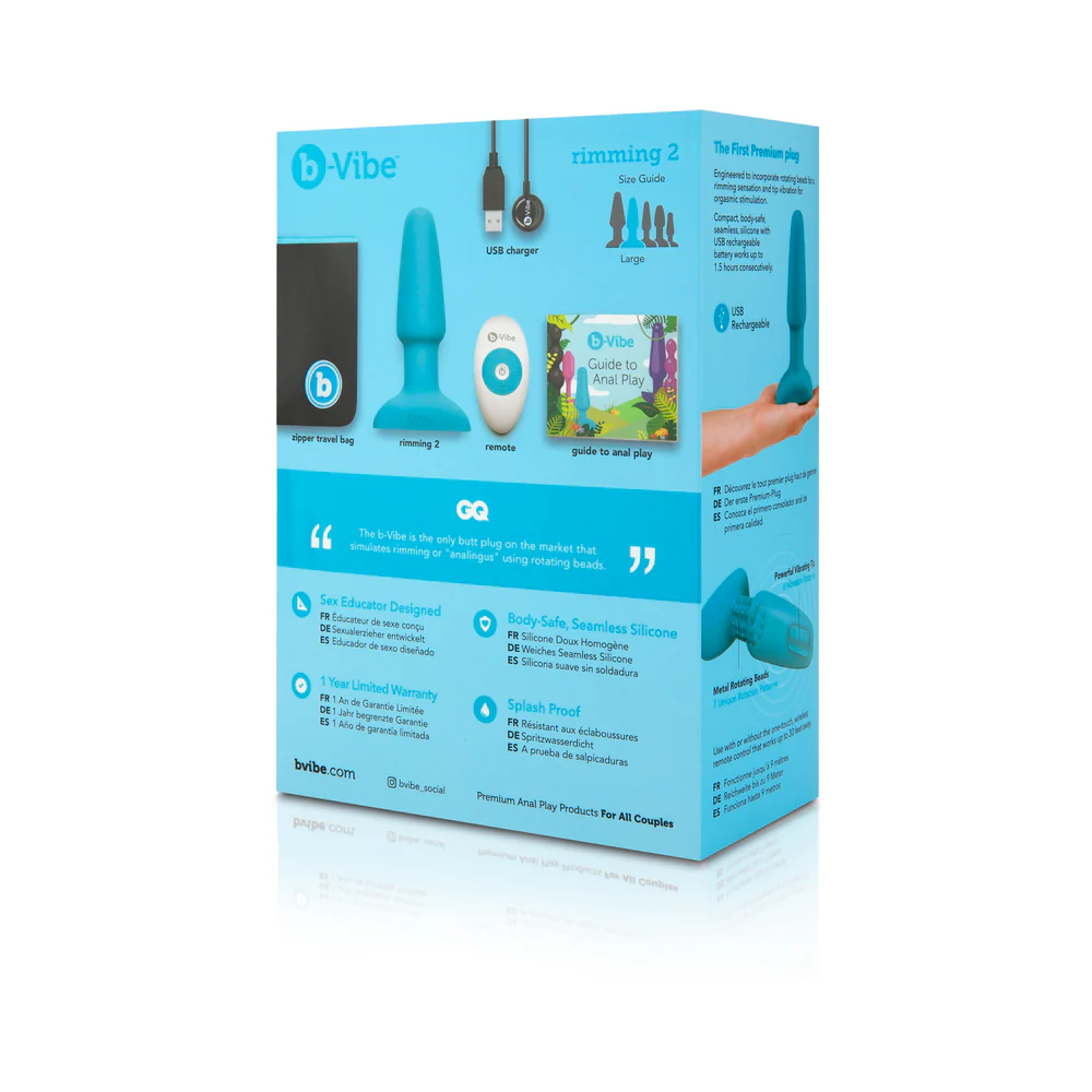 b-Vibe Rimming 2 Rotating and Vibrating Remote Control Plug Teal - Image 11