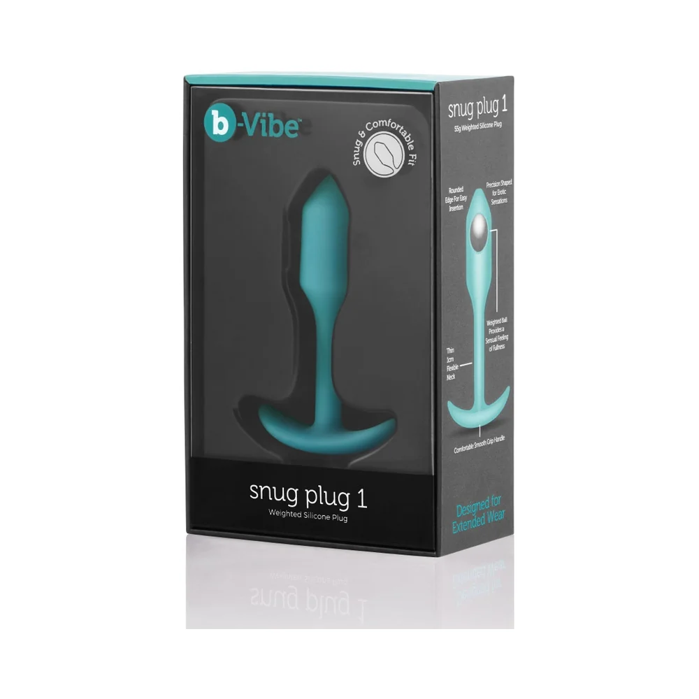 b-Vibe Snug Plug 1 Weighted Silicone Anal Plug Mint - Image 2