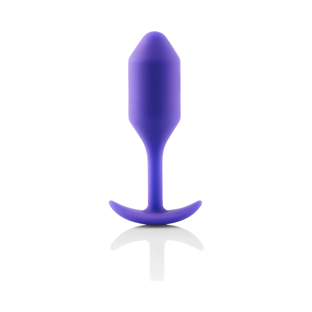 b-Vibe Snug Plug 2 Weighted Silicone Anal Plug Purple - Image 3