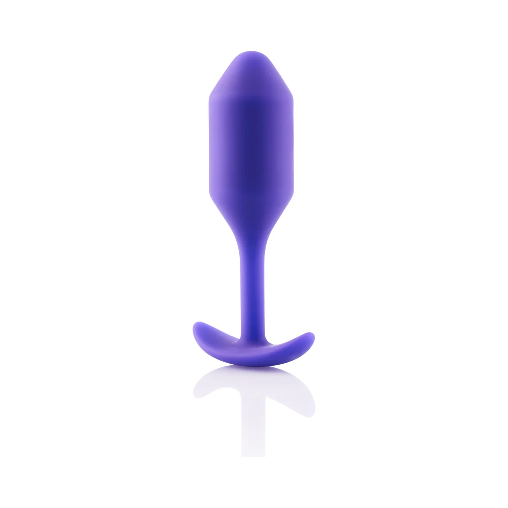 b-Vibe Snug Plug 2 Weighted Silicone Anal Plug Purple - Image 4