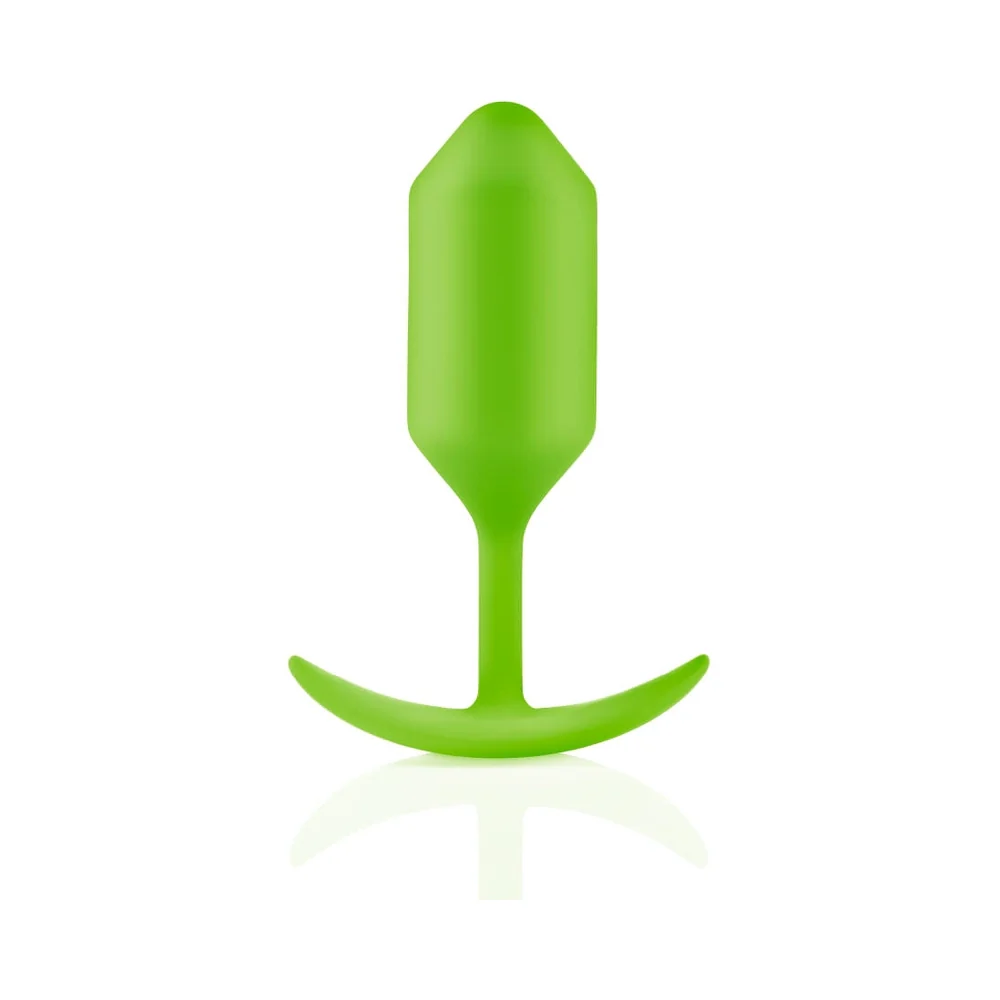 b-Vibe Snug Plug 3 Weighted Silicone Anal Plug Lime - Image 3