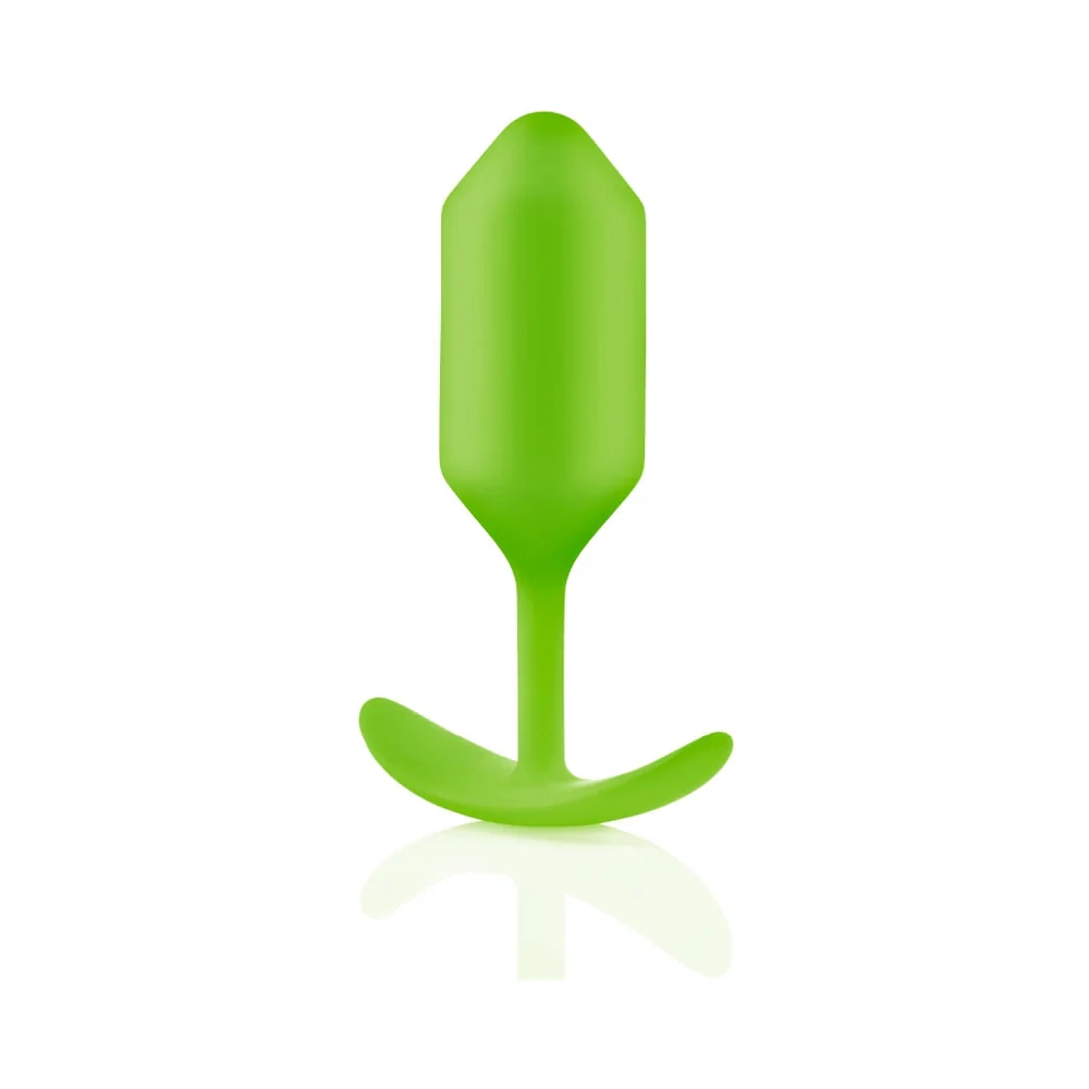 b-Vibe Snug Plug 3 Weighted Silicone Anal Plug Lime - Image 4