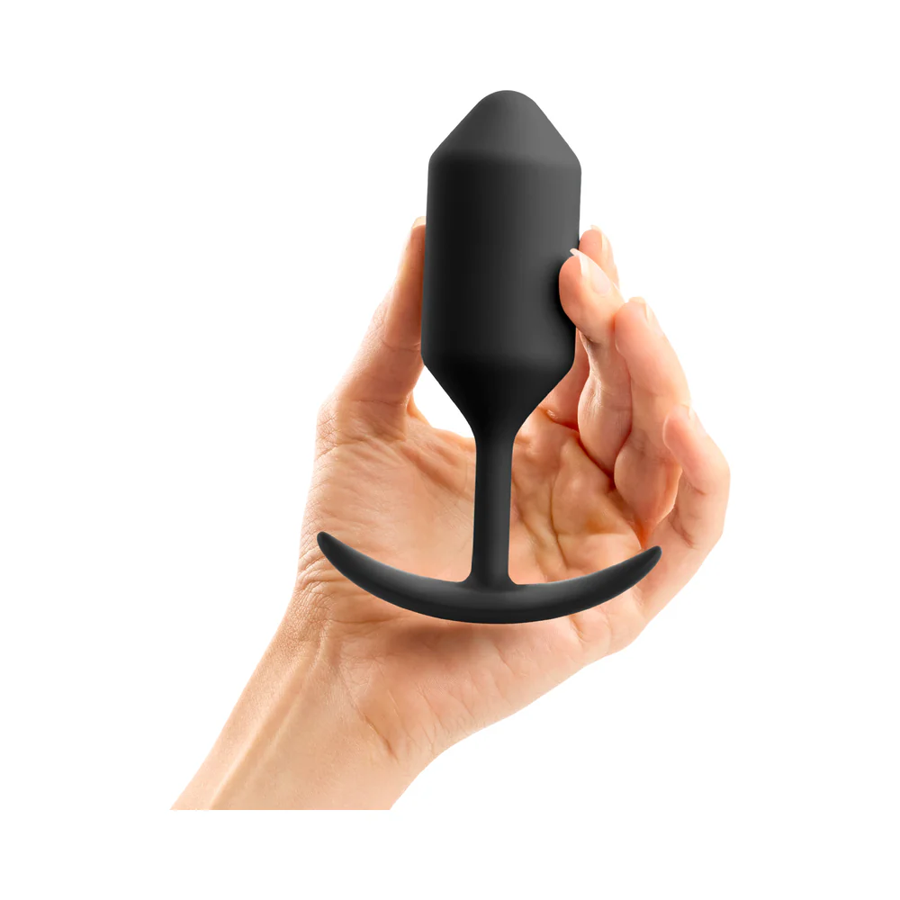 b-Vibe Snug Plug 3 Weighted Silicone Anal Plug Black - Image 6