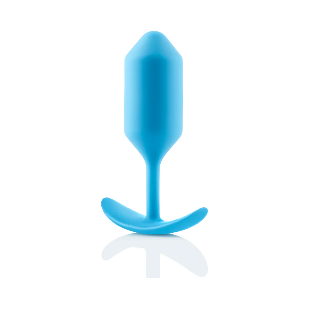 b-Vibe Snug Plug 3 Weighted Silicone Anal Plug Teal - Image 4
