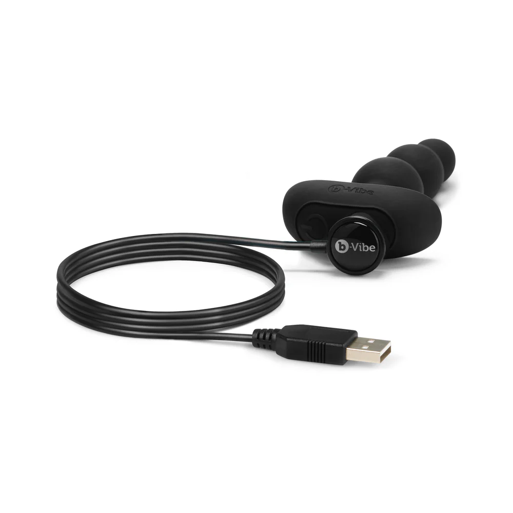 b-Vibe Triplet Rechargeable Remote-Controlled Vibrating Anal Beads Plug Black - Image 9