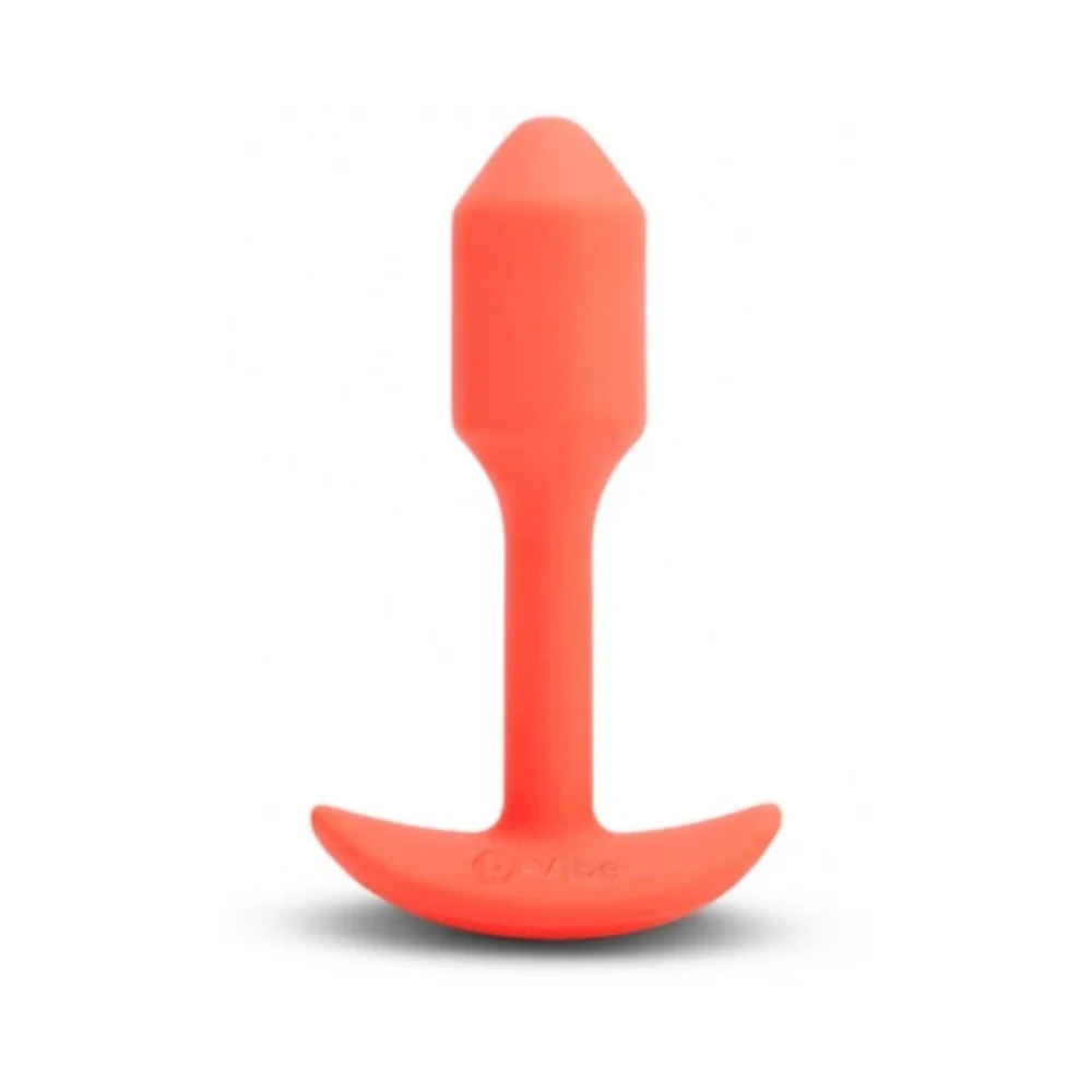 b-Vibe Vibrating Snug Plug 1 Rechargeable Weighted Silicone Anal Plug Orange - Image 4