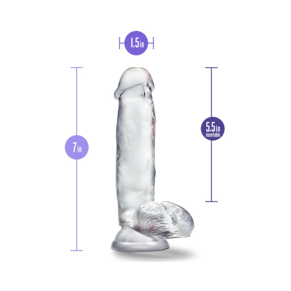 B Yours Diamond Gleam 7 in. Dildo with Balls Clear - Image 5