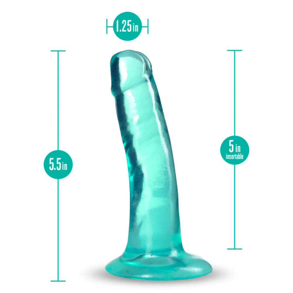 B Yours Plus Hard n' Happy 5 in. Dildo Teal - Image 5