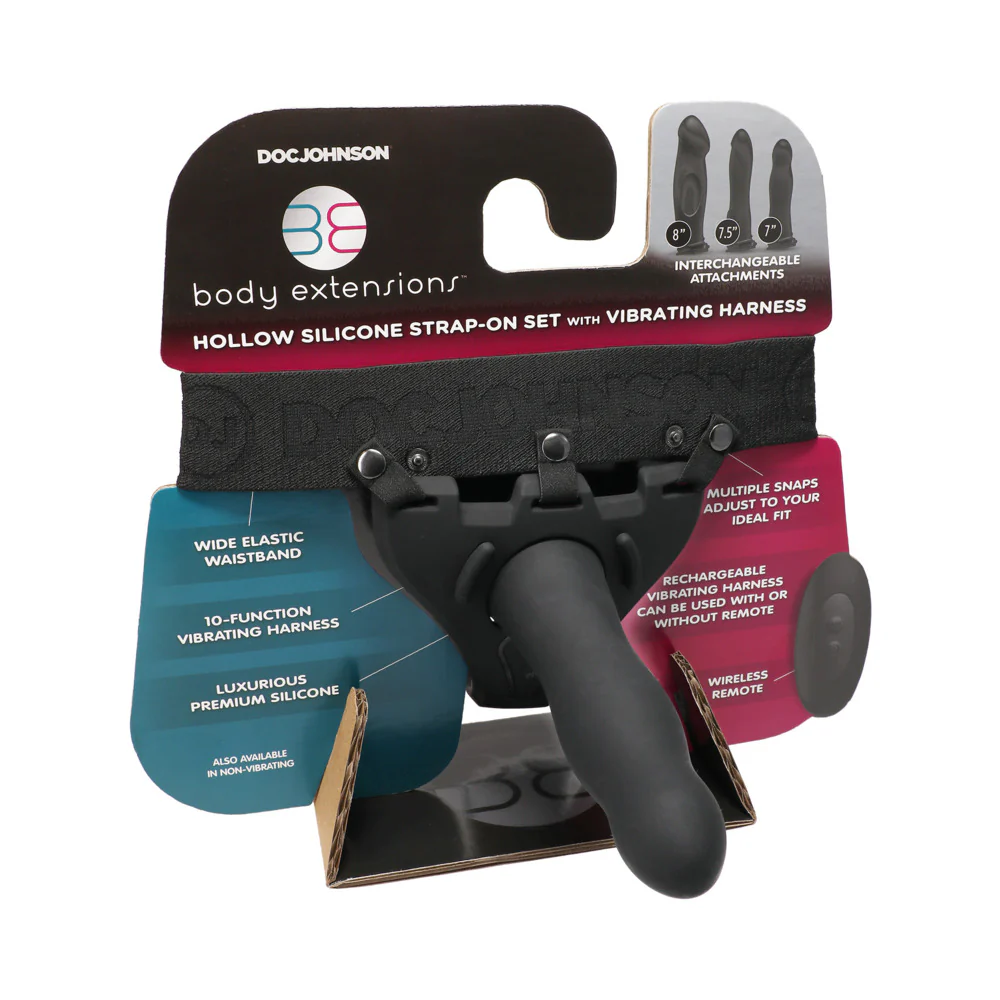 Be Bold Body Extensions Hollow Bulbed Strap-On 2-Piece Set Black - Image 11