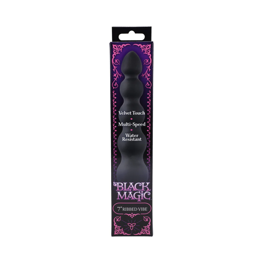 Black Magic 7in Ribbed Vibrator - Image 4