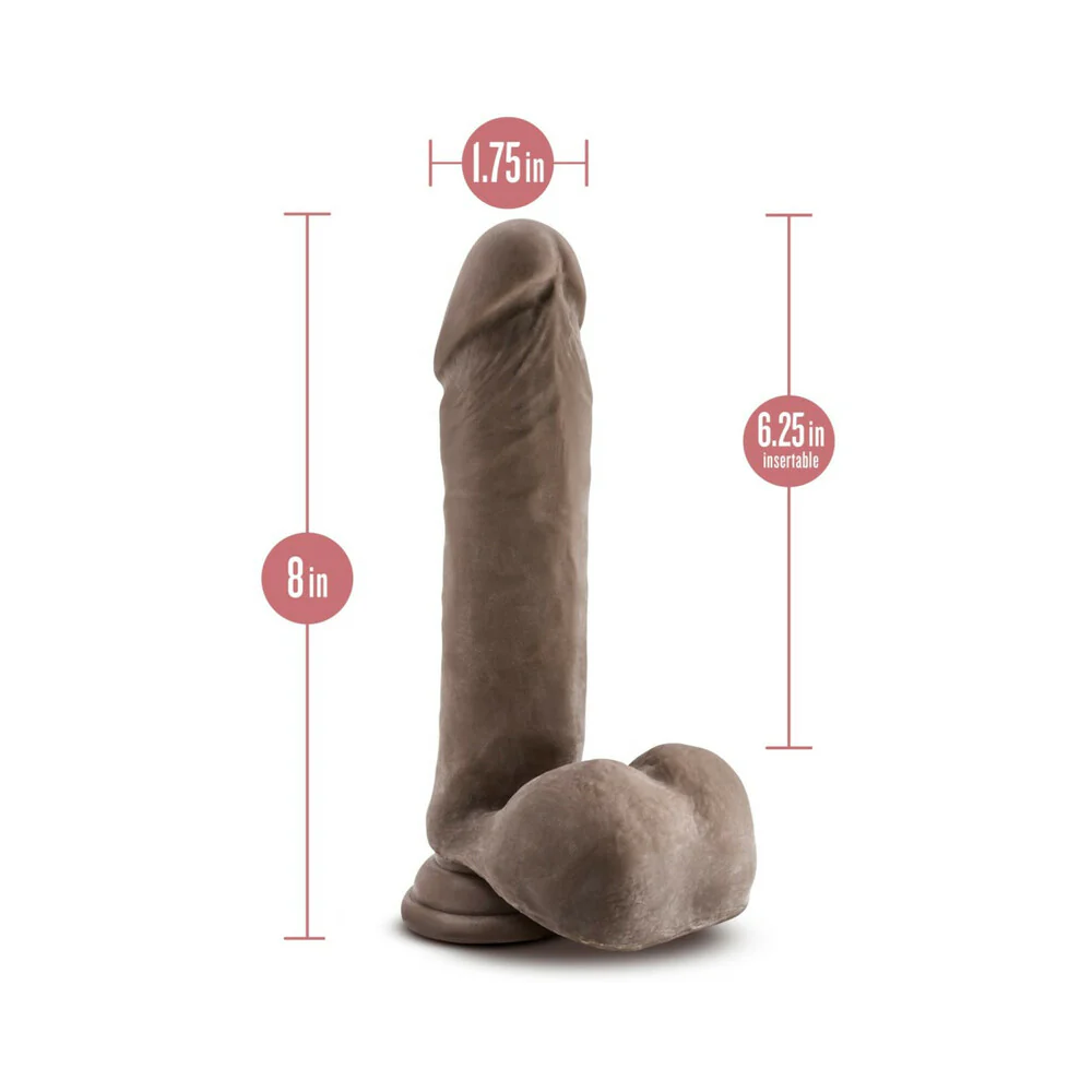 Au Naturel 8 in. Posable Dual Density Dildo with Balls Brown - Image 8