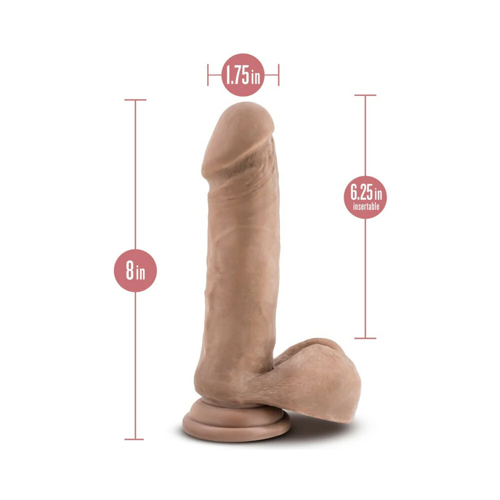 Au Naturel 8 in. Posable Dual Density Dildo with Balls Tan - Image 8