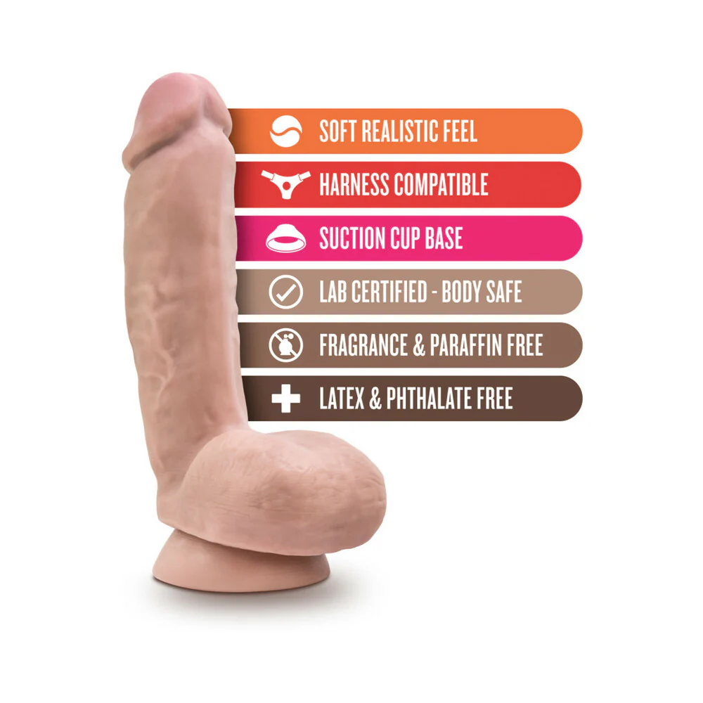 Au Naturel Anthony 8.5 in. Posable Dual Density Dildo with Balls Beige - Image 5