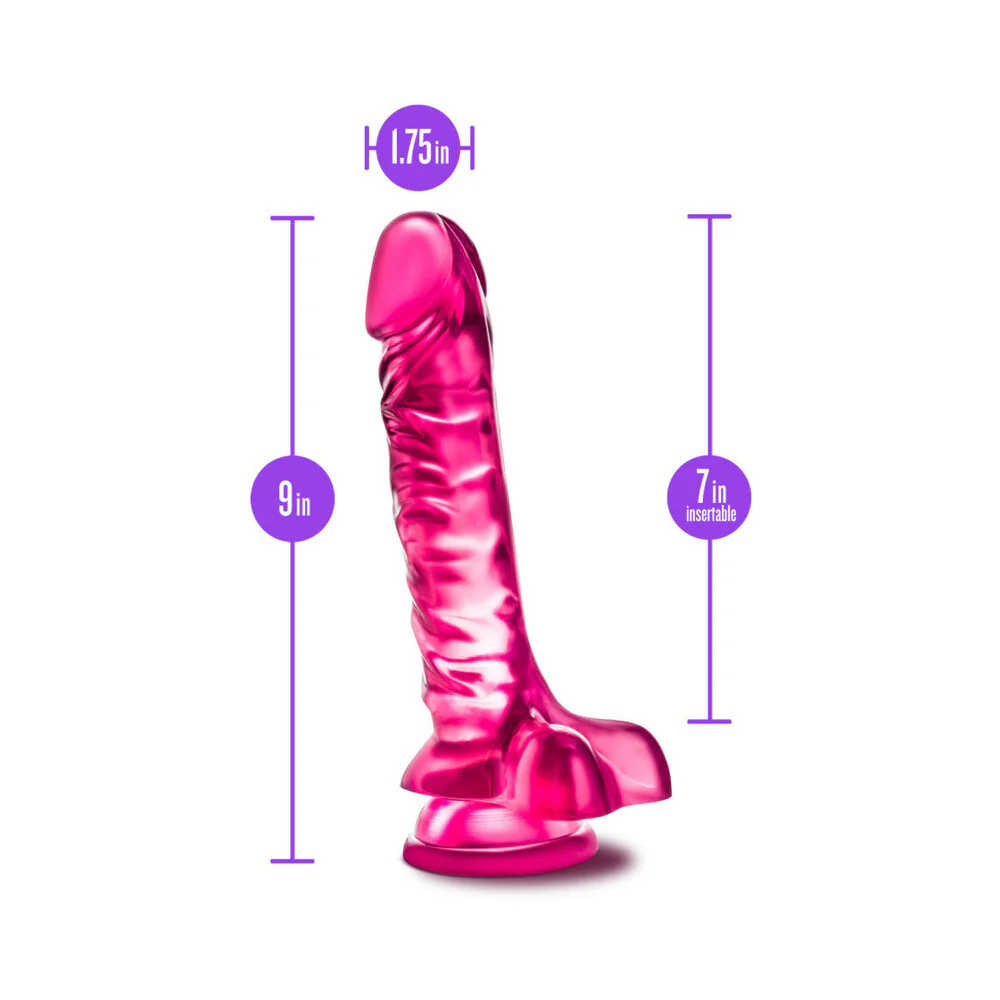 B Yours Basic 8 Realistic 9 in. Dildo with Balls Pink - Image 6