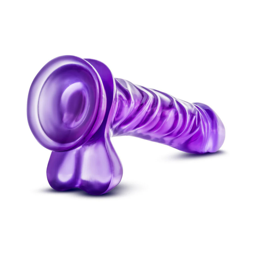B Yours Basic 8 Realistic 9 in. Dildo with Balls Purple - Image 5