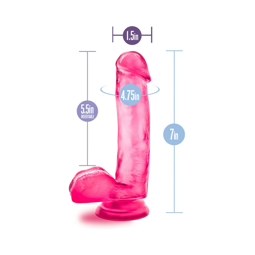 B Yours Sweet 'n Hard 1 Realistic 7 in. Dildo with Balls Pink - Image 7