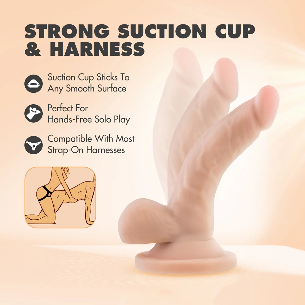 Dr. Skin Mini Cock Realistic 4 in. Dildo with Balls Beige - Image 10