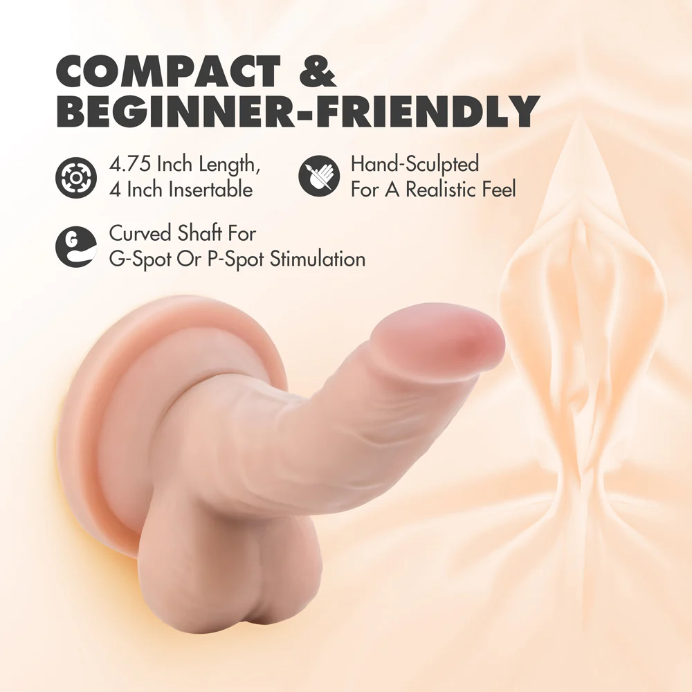Dr. Skin Mini Cock Realistic 4 in. Dildo with Balls Beige - Image 9
