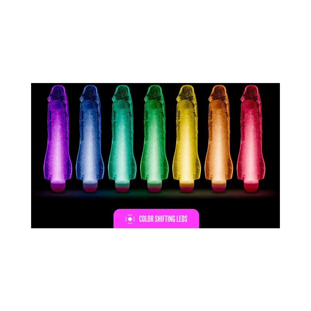 Glow Dicks Molly Color Changing 8 in. Vibrating Dildo Glitter Purple - Image 6